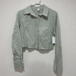 Nordstrom Green and White Striped Shirt